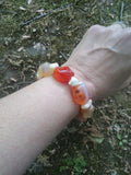 A men's chunky stretch bracelet featuring bold agate and calcite stones. Earthy and rugged, perfect for adding a unique touch to any outfit.