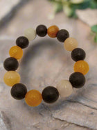 Men’s Black Lava & Yellow Jade Bracelet – Strength & Prosperity