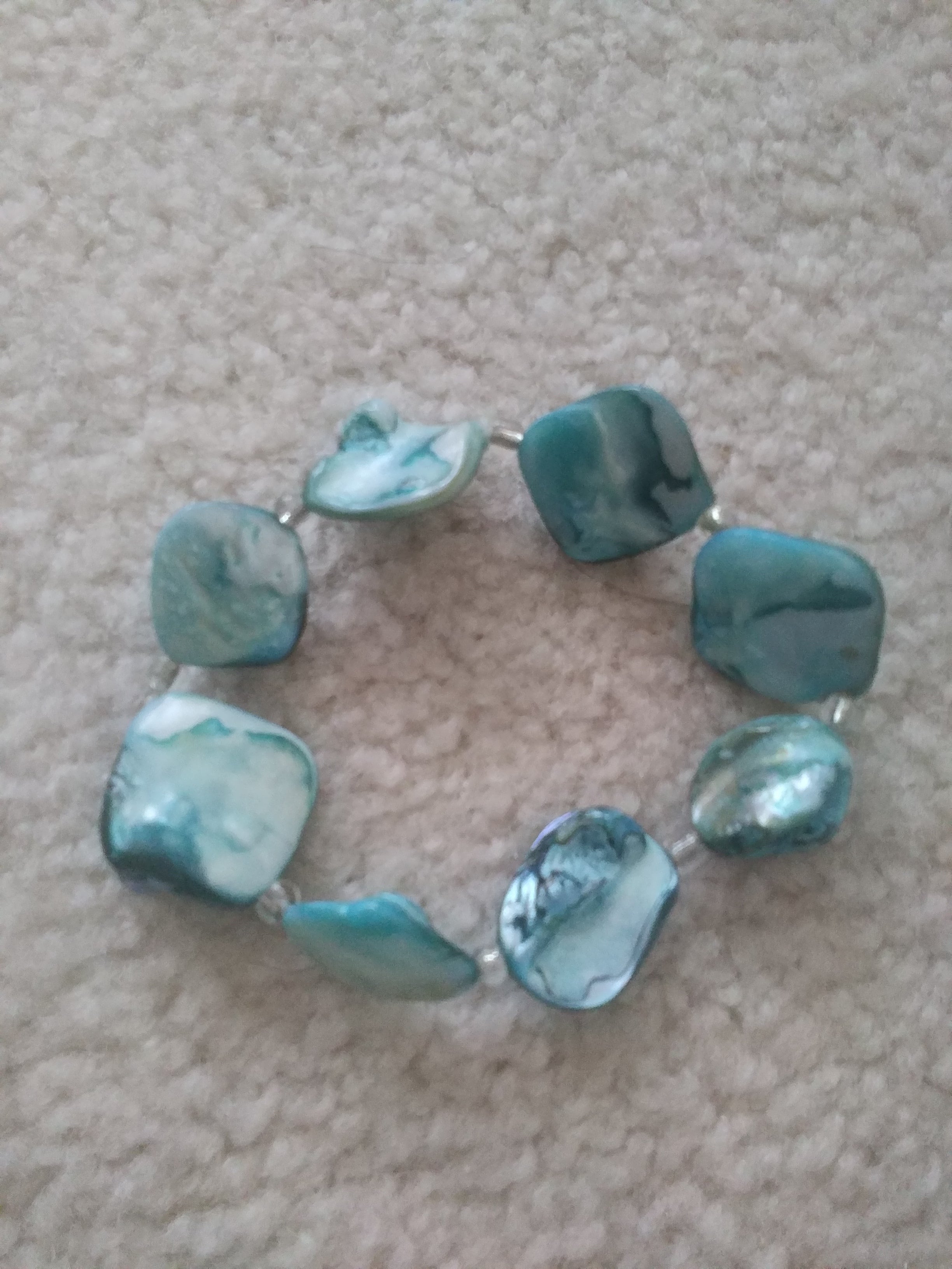 Handcrafted Blue Mother of Shell Pearl Stretch Bracelet – Elegant & Comfortable Jewelry