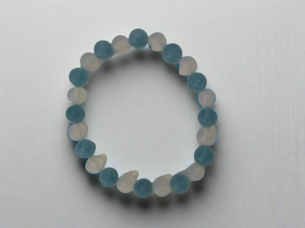 "Serenity and Radiance: Angelite and Opal Bracelet to Elevate Your Style ✨"