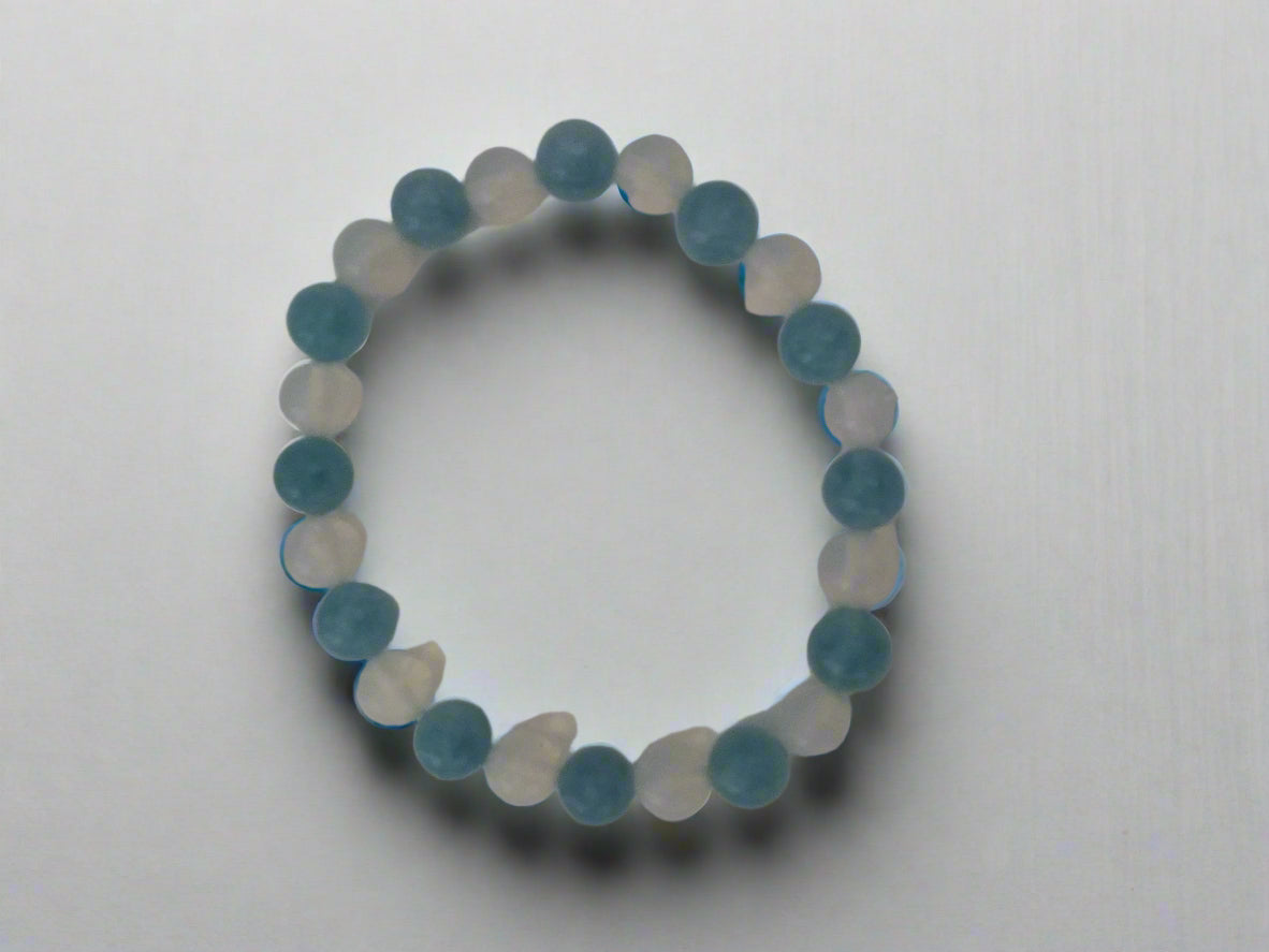 "Serenity and Radiance: Angelite and Opal Bracelet to Elevate Your Style ✨"