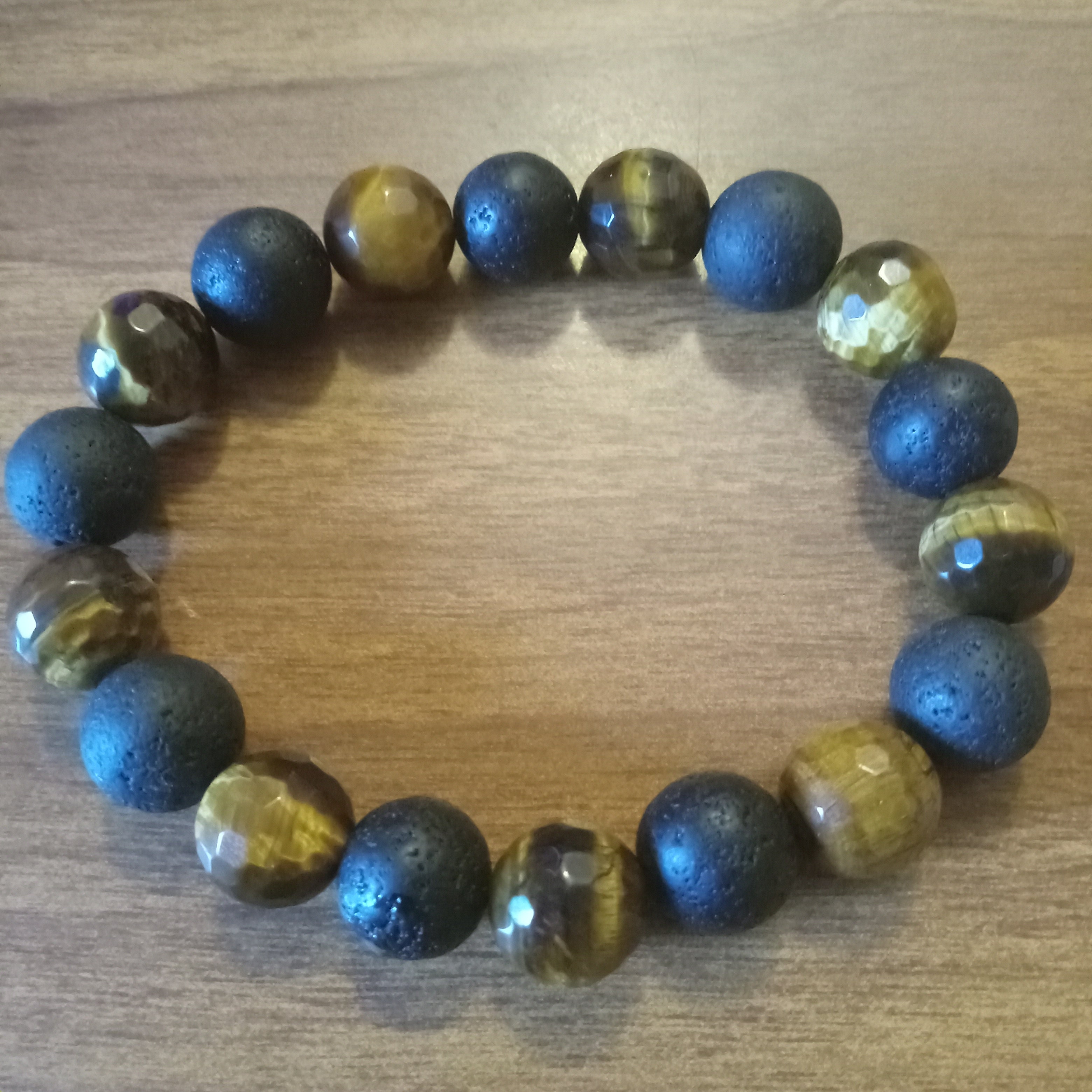 Men’s Black Lava & Tiger Eye Bracelet – Strength, Confidence & Grounding