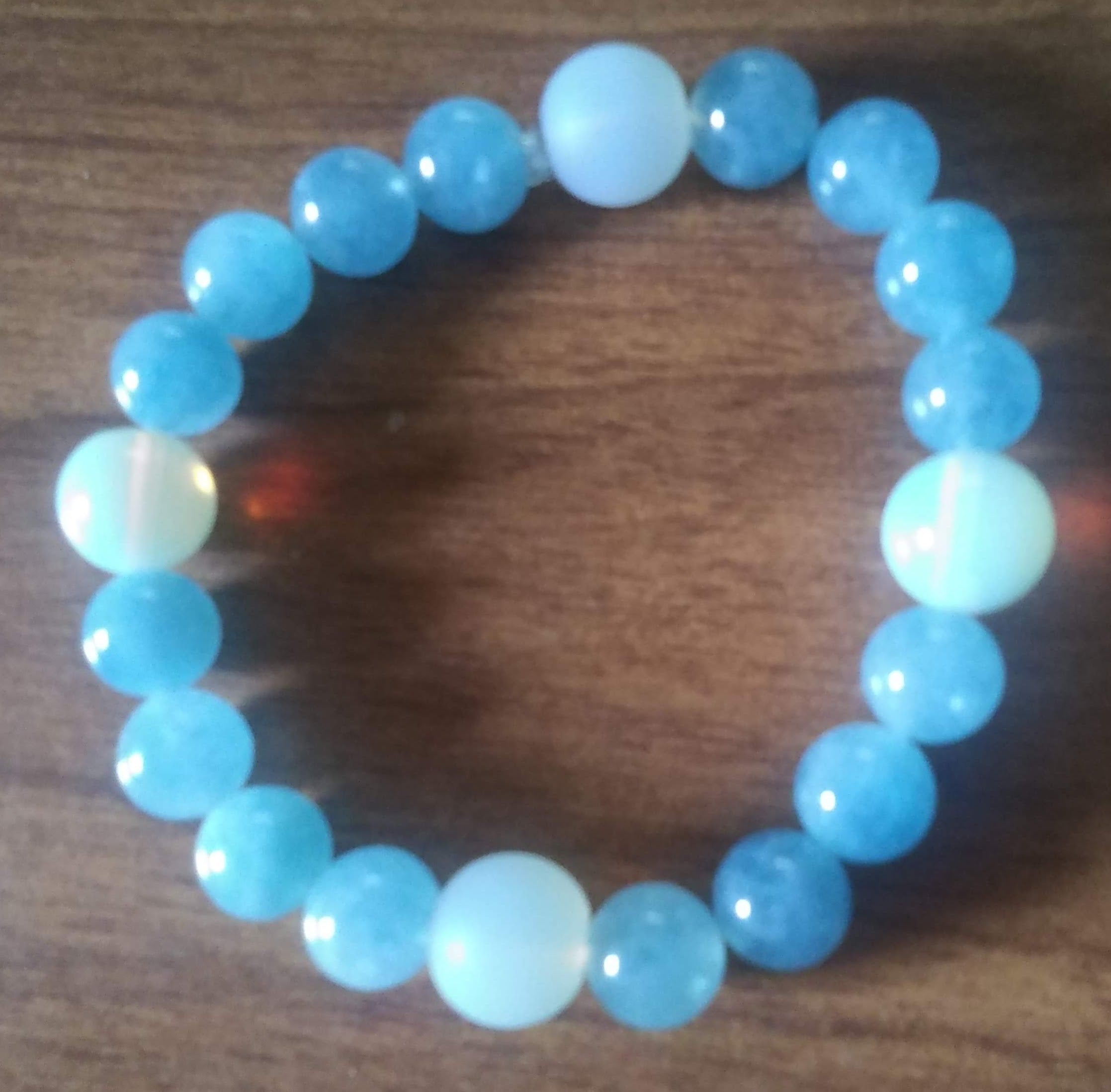 Angelite and Moonstone Stretch Bracelet-Celestial Calm