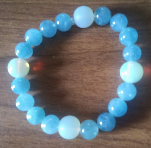 Angelite and Moonstone Stretch Bracelet-Celestial Calm