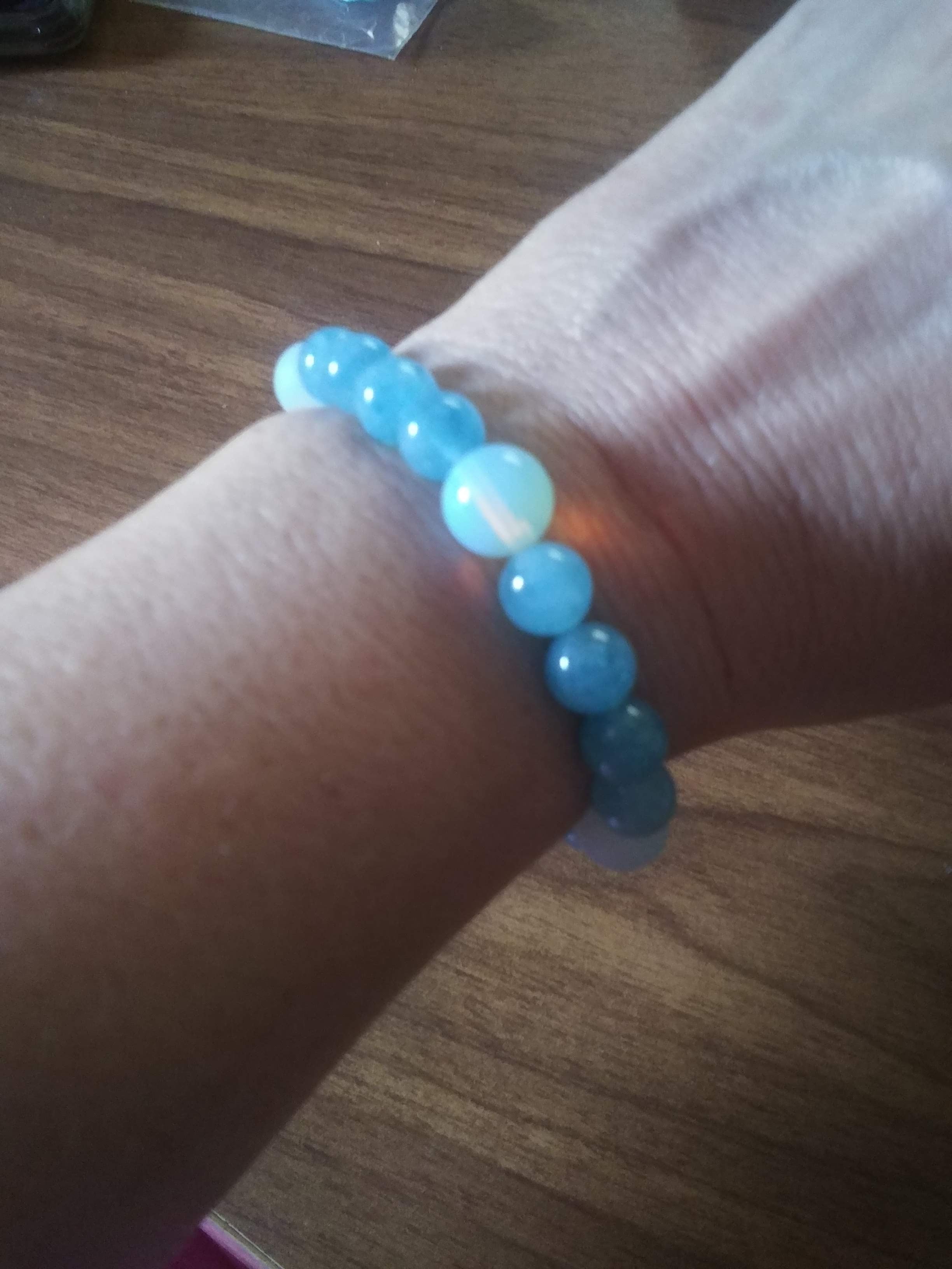Angelite and Moonstone Stretch Bracelet-Celestial Calm
