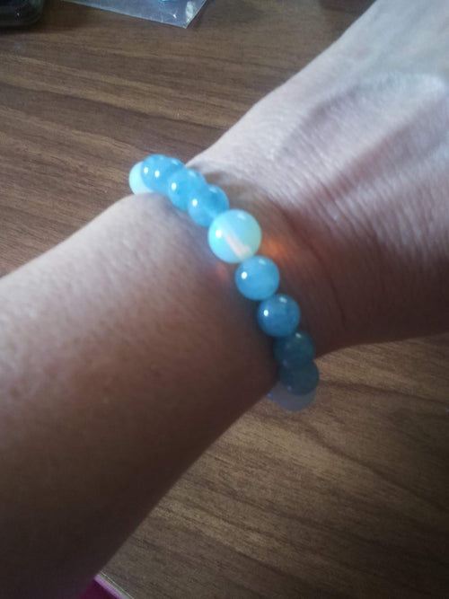 Angelite and Moonstone Stretch Bracelet-Celestial Calm