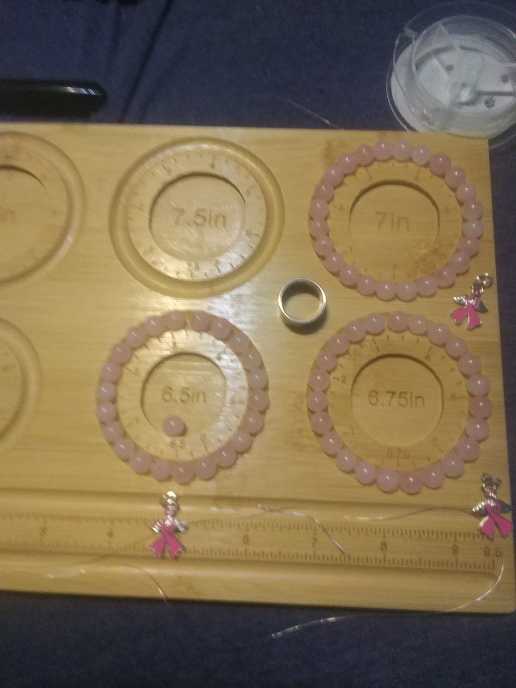 Rose Quartz Angel Bracelet – Breast Cancer Awareness (Multiple Sizes)