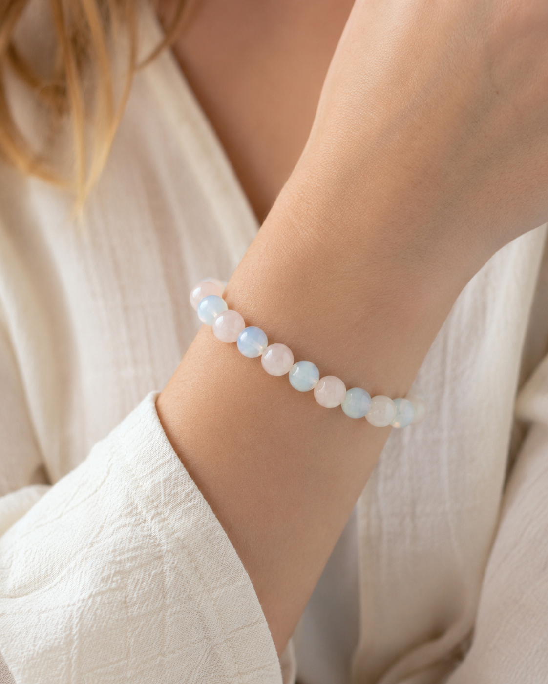 Blush Moonlight Rose Quartz & Moonstone Bracelet