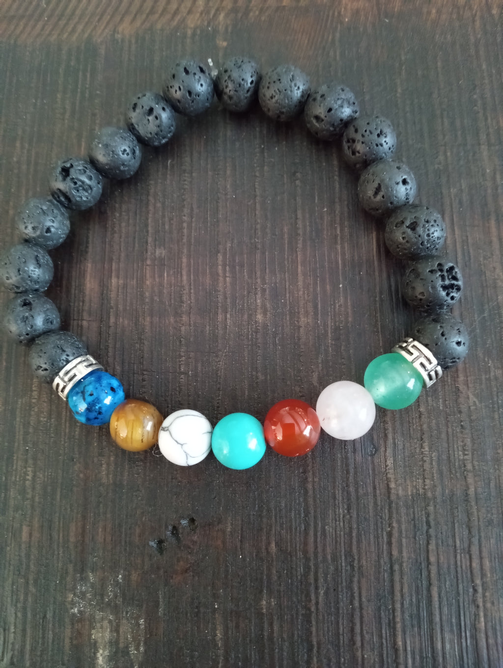Handmade Chakra Energy Bracelet – Lava Stone & Healing Gemstones