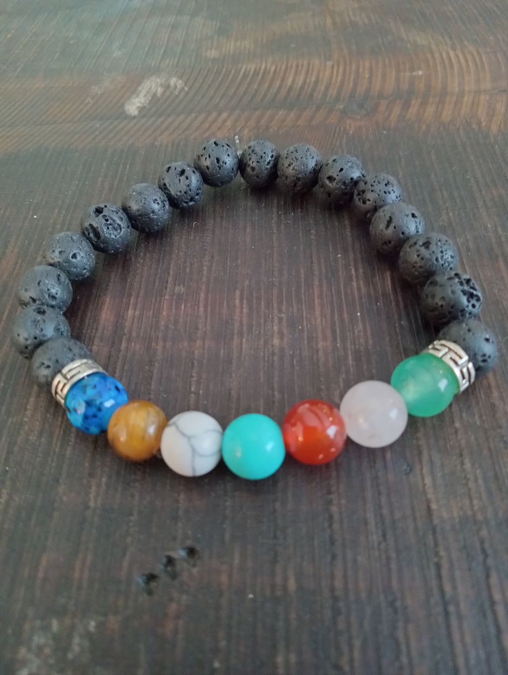 Handmade Chakra Energy Bracelet – Lava Stone & Healing Gemstones