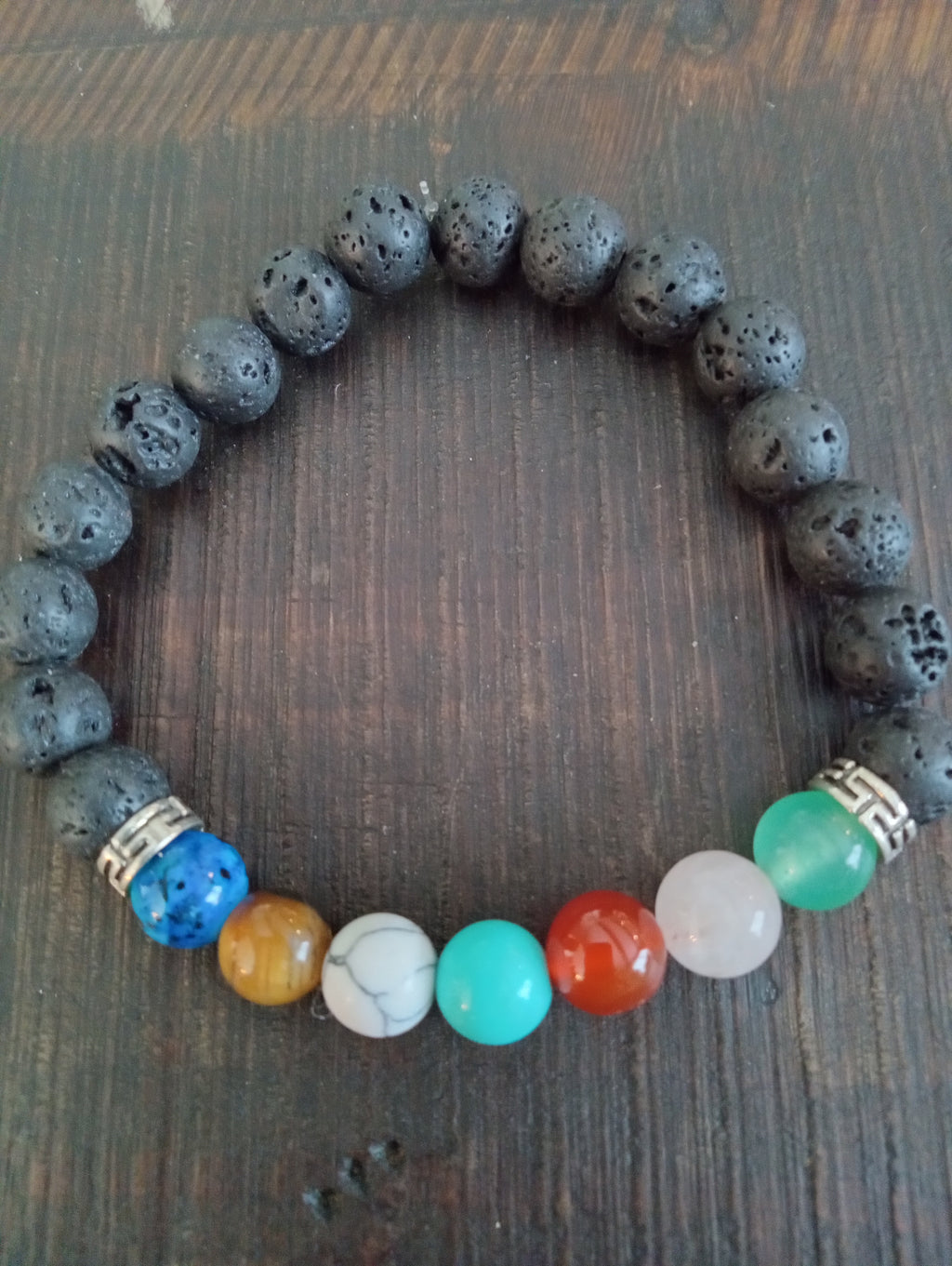 Handmade Chakra Energy Bracelet – Lava Stone & Healing Gemstones