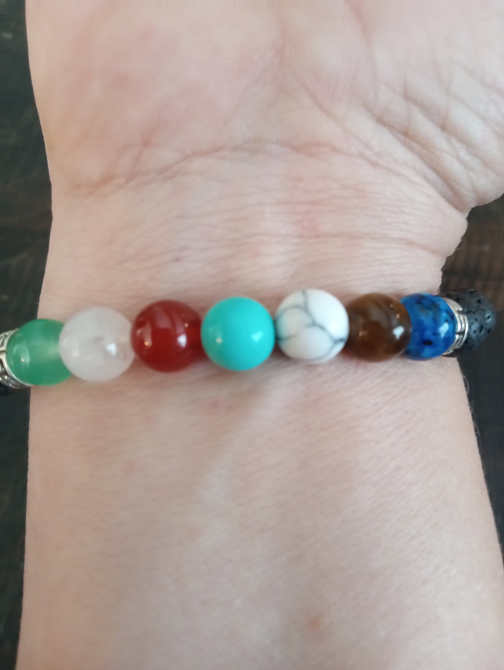 Handmade Chakra Energy Bracelet – Lava Stone & Healing Gemstones