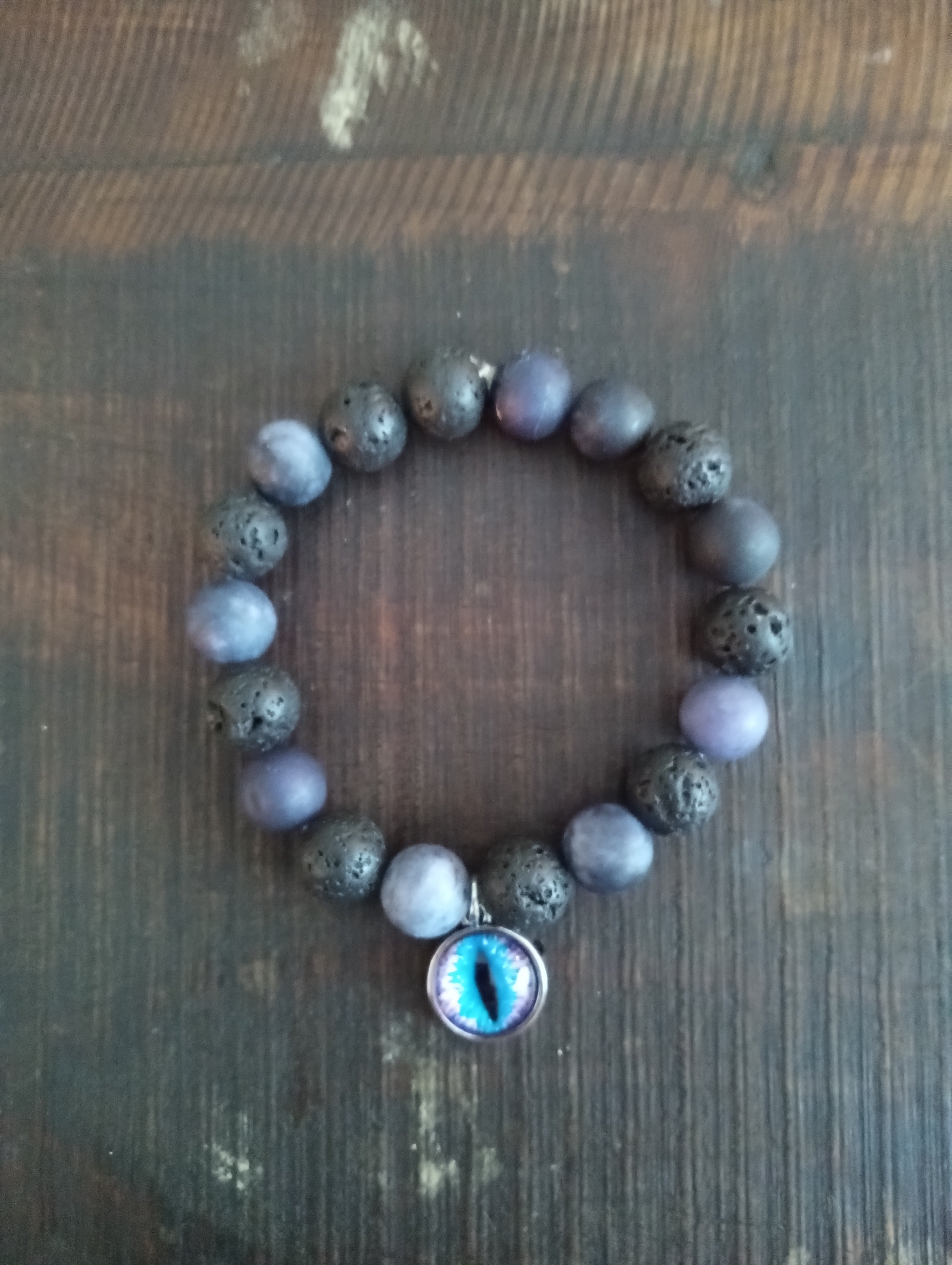 Bold Balance: Black Lava & Blue Agate Stretch Bracelet"