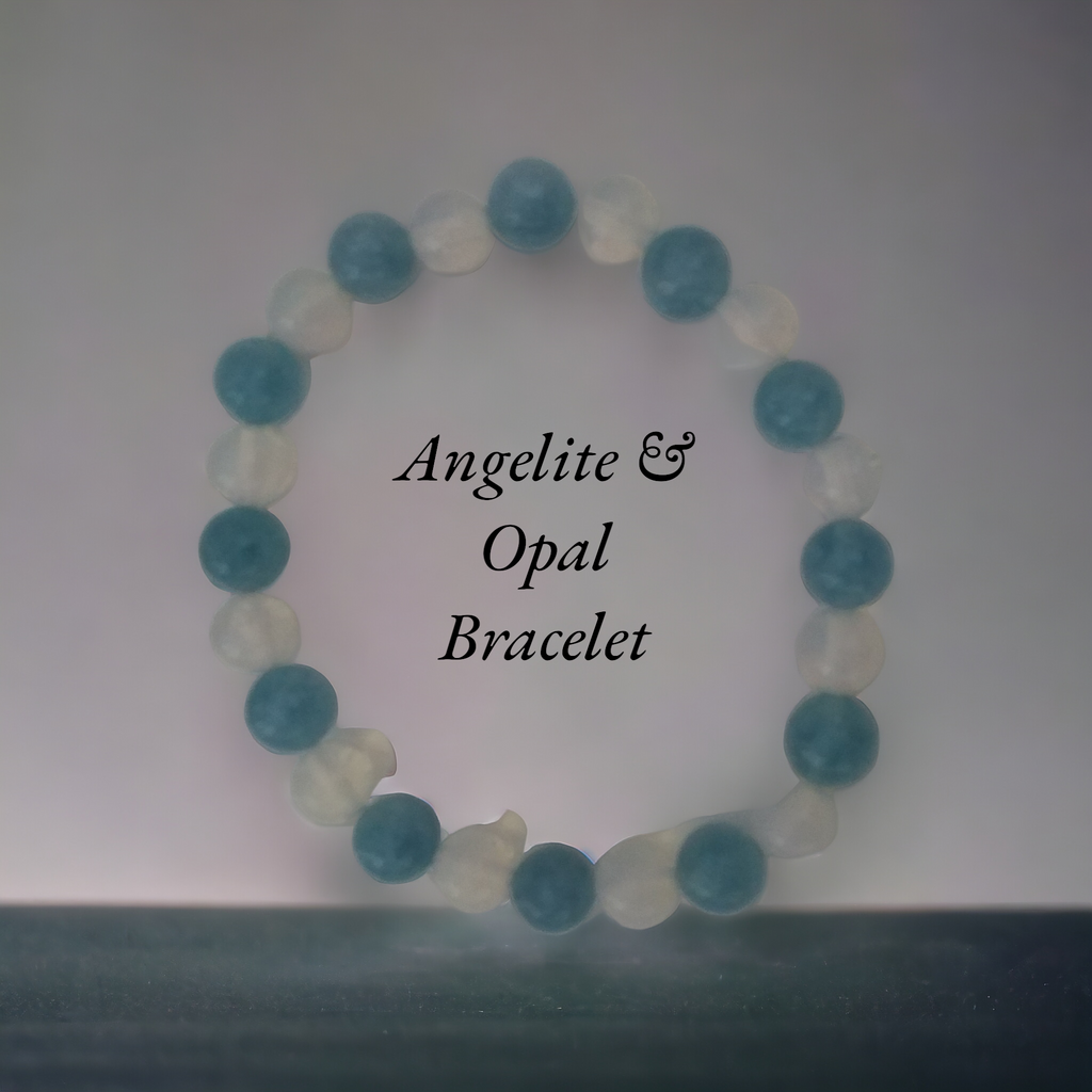 "Serenity and Radiance: Angelite and Opal Bracelet to Elevate Your Style ✨"