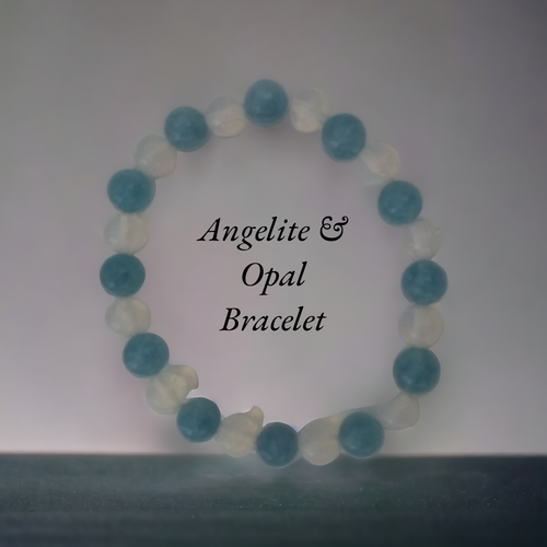 "Serenity and Radiance: Angelite and Opal Bracelet to Elevate Your Style ✨"
