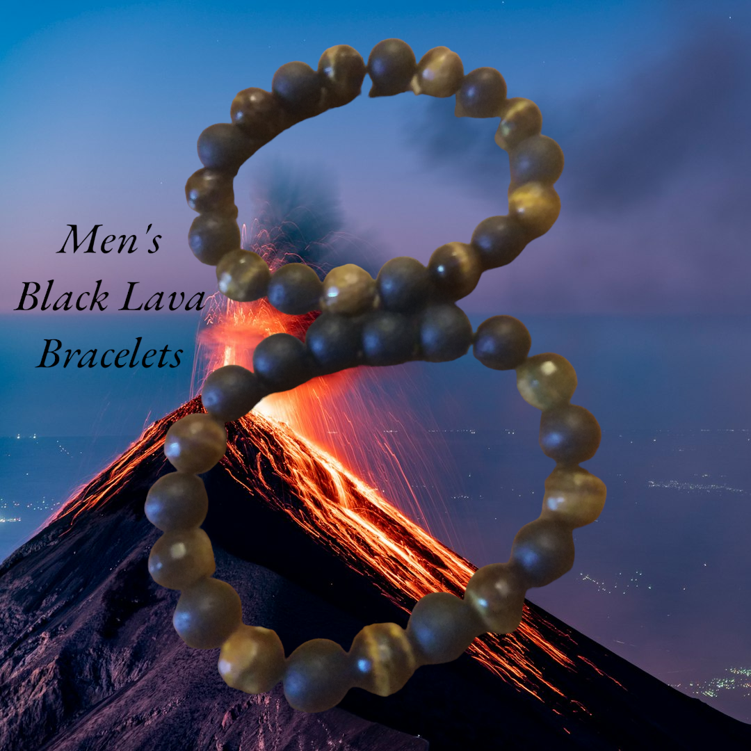 Men’s Black Lava & Tiger Eye Bracelet – Strength, Confidence & Grounding