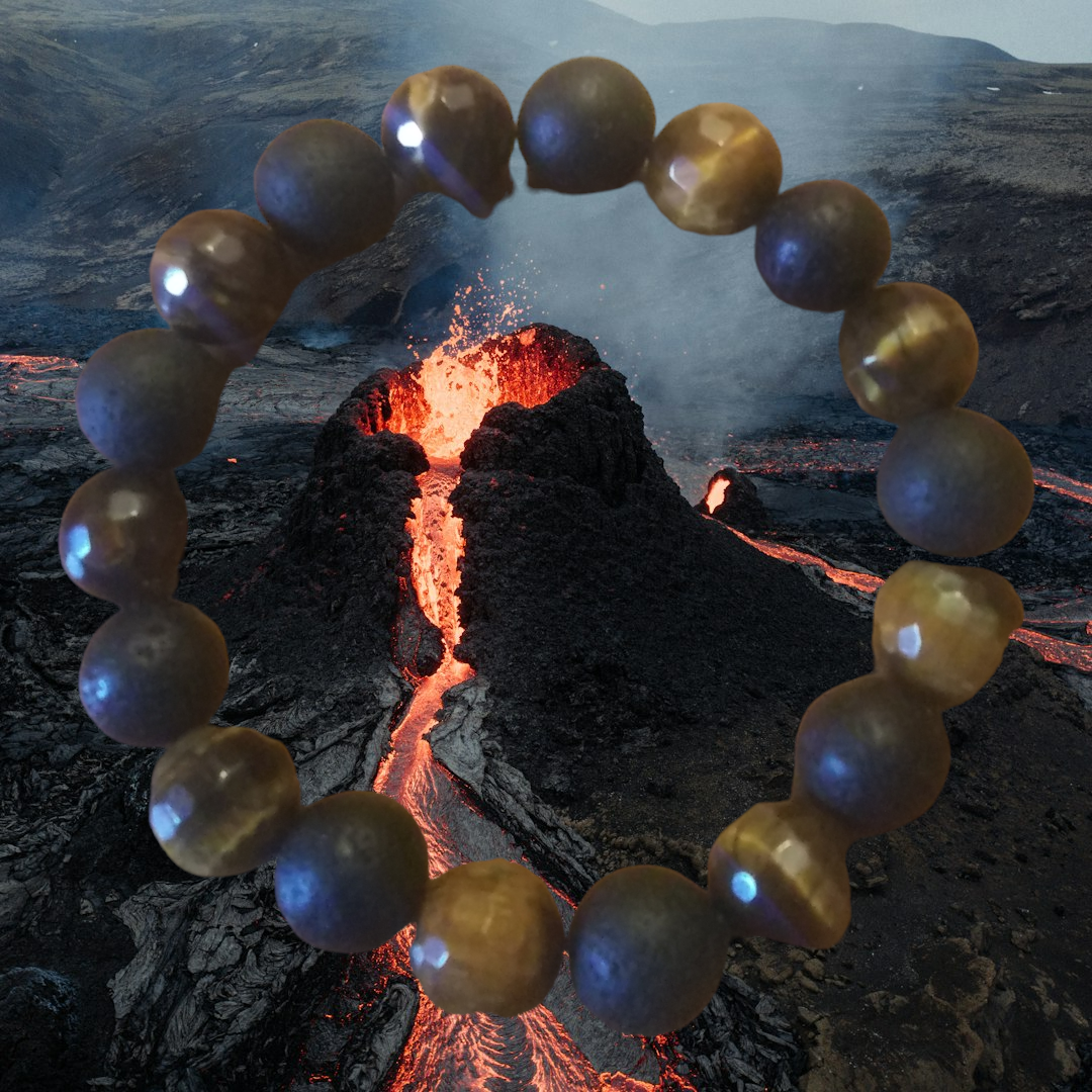 Men’s Black Lava & Tiger Eye Bracelet – Strength, Confidence & Grounding