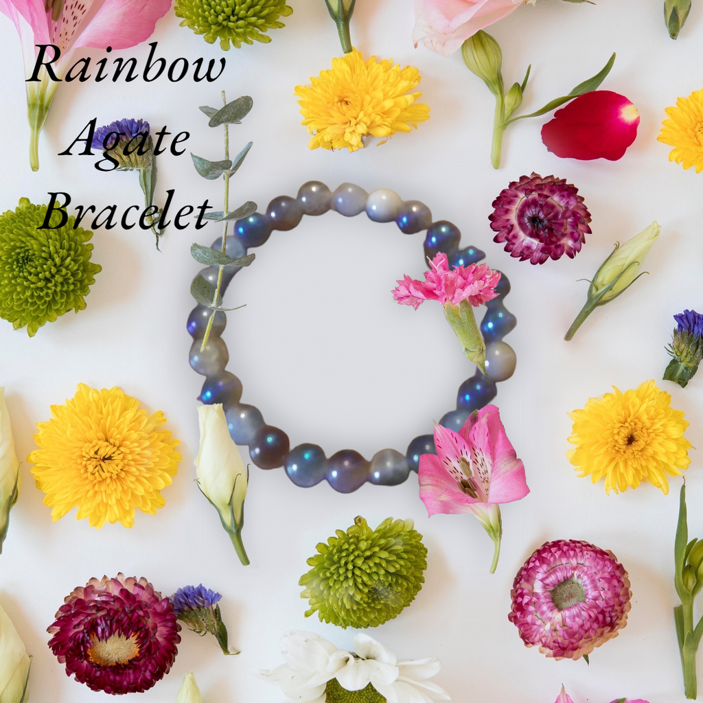 Handmade Rainbow Agate Bracelet – Natural Gemstone Jewelry for Women