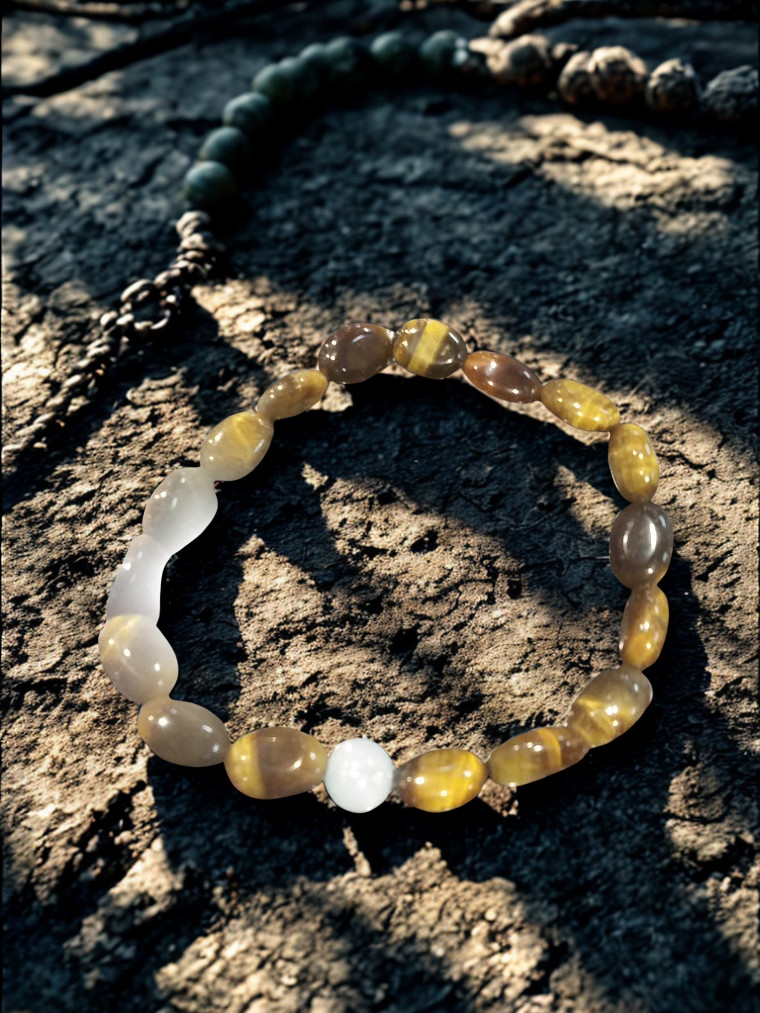 Tiger Eye × Moonstone — Grounded Glow Bracelet (Unisex, Handcrafted in Ohio)