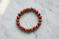 Tiger Eye and Red Jasper stretch bracelet with natural brown and red gemstone beads for strength and confidence
