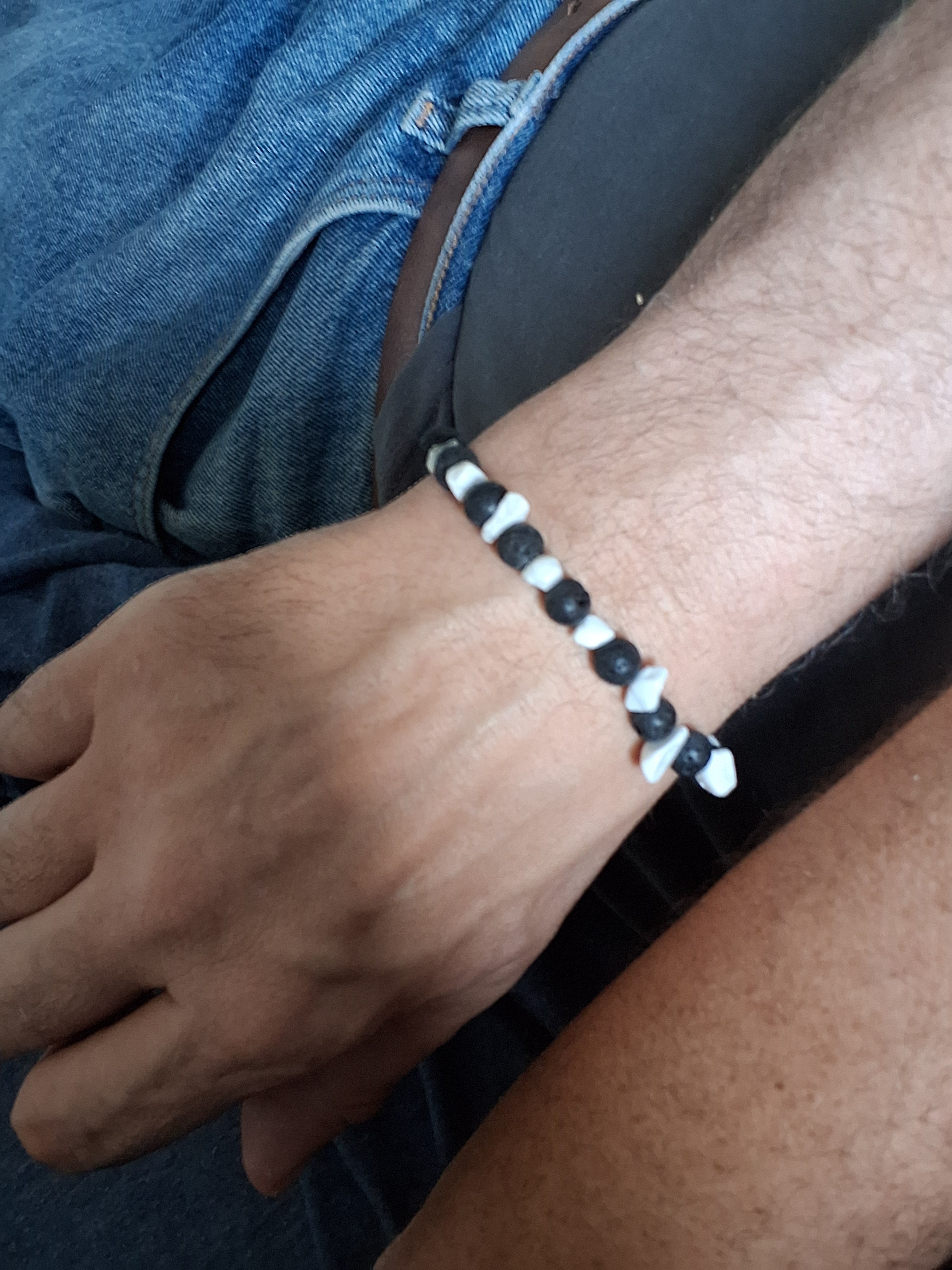 Black Lava & Howlite Bracelet – Stillness with an Edge