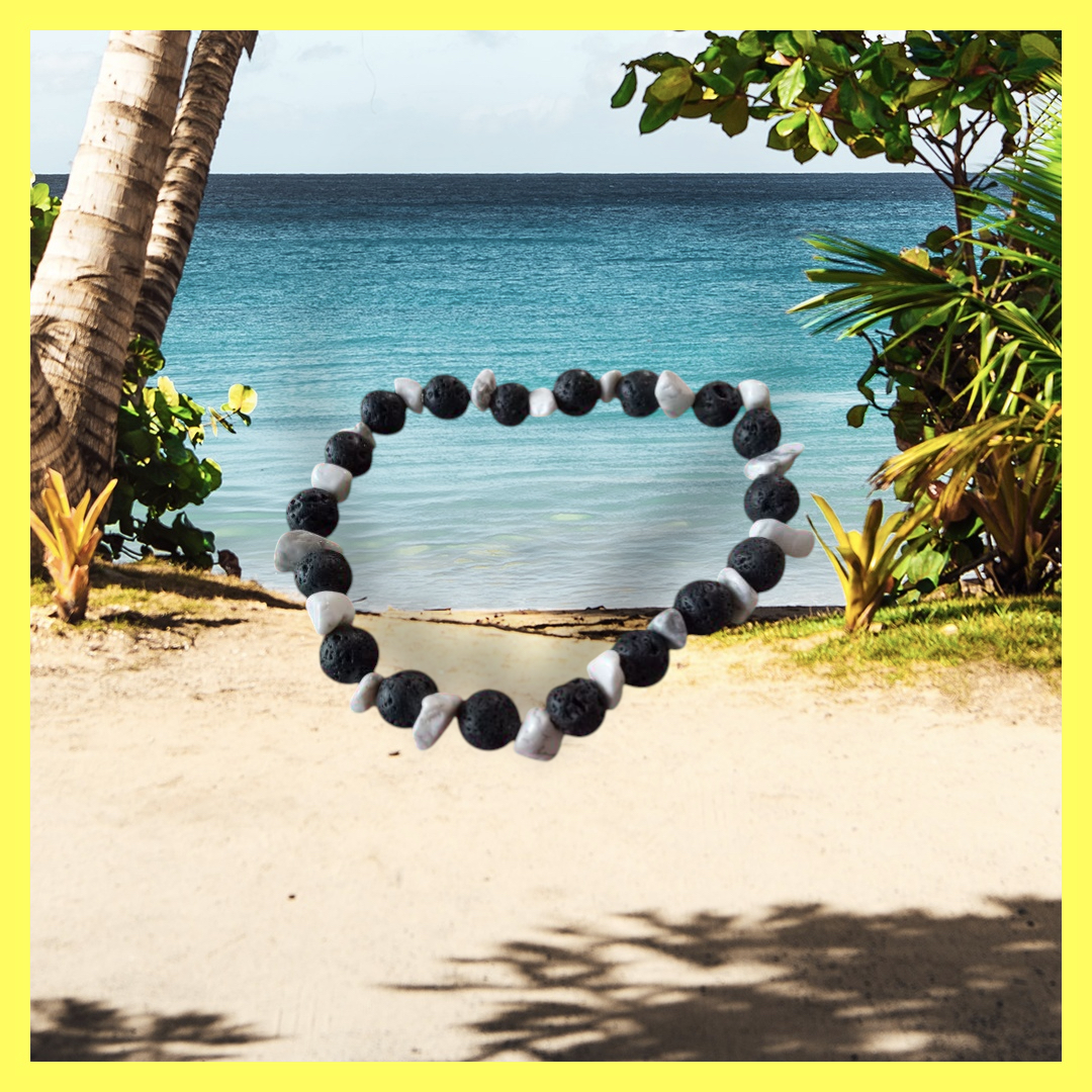 Men’s Grounded Energy Bracelet – Black Lava & Howlite