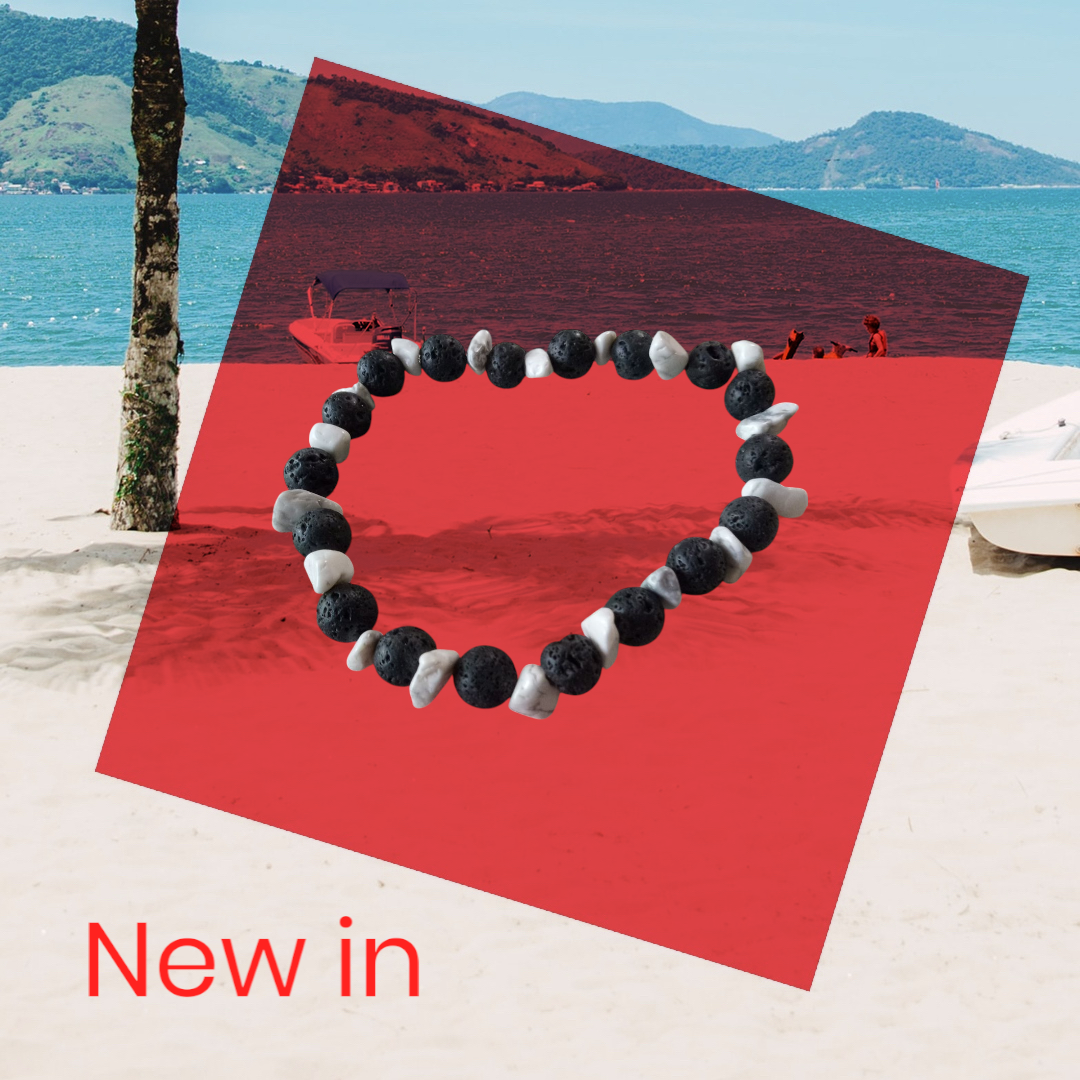 Men’s Grounded Energy Bracelet – Black Lava & Howlite